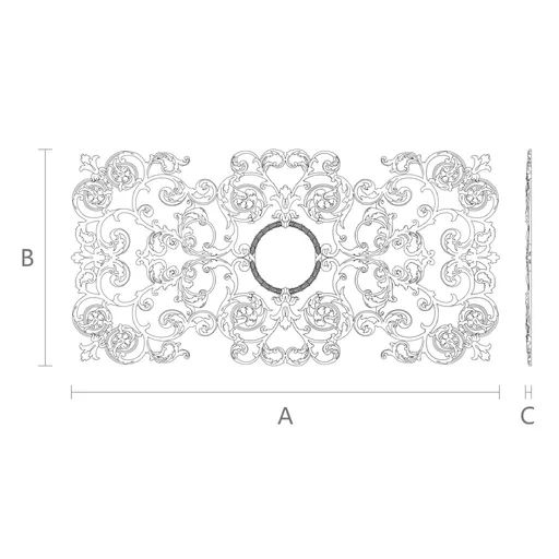 N-175 wood carving applique horizontal artistic floral