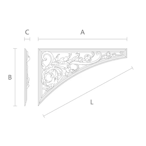 corner architectural leaf wood onlay applique