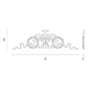 Large Carved Center Pediment with Wreaths & Ribbons