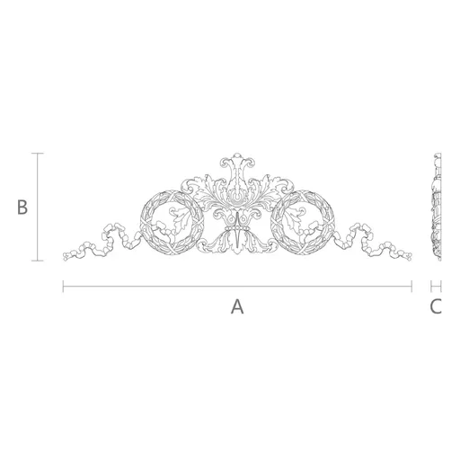 Large Carved Center Pediment with Wreaths & Ribbons