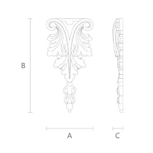N-197 vertical decorative scroll beech applique victorian style