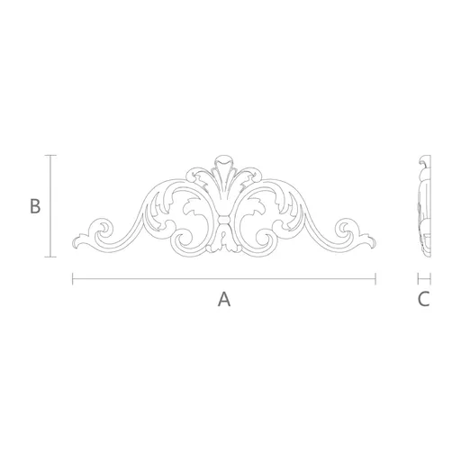 Elegant Carved Center Pediment with Scrolls