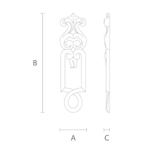 vertical carved scroll wood onlay applique 