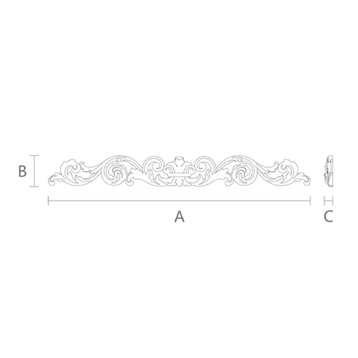 N-214 horizontal carved scroll wood applique