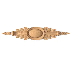 Horizontal Wooden Cartouche with Smooth Oval Center Horizontal Oval Center Wood Cartouche Onlay