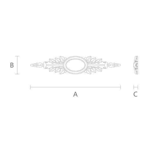 Horizontal Oval Center Wooden Cartouche Onlay