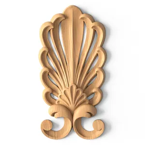 Decorative beech interior onlay, Palmette carved applique Pierced elongated palmette antique style onlay from beech