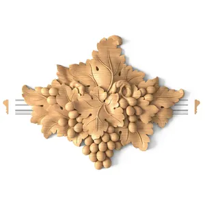 Relief decorative center onlay with Grapes from wood