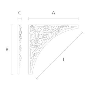N-261 corner architectural grapes wood onlay applique