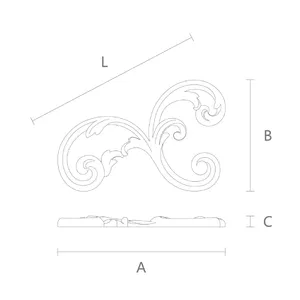 small corner ornate scroll wood carving applique