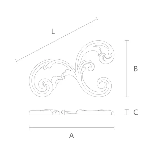 small corner ornate scroll wood carving applique