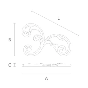small corner carved leaf wood applique 