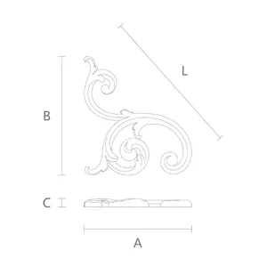 N-285L corner ornamental scroll wood carving applique