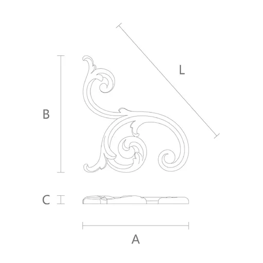 N-285L corner ornamental scroll wood carving applique