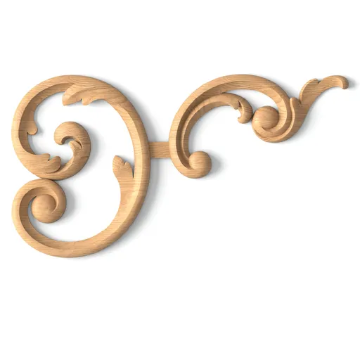 N-296R small corner hand carved scroll wood onlay applique classical style