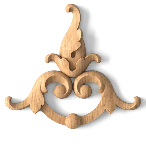 N-302 small hand carved flower wood onlay applique baroque style