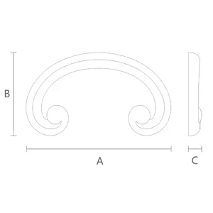 Minimalist Double Volute Wood Scroll Onlay small size