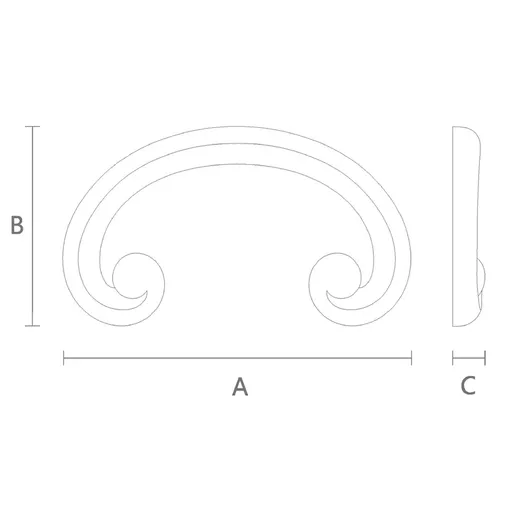 Minimalist Double Volute Wood Scroll Onlay small size