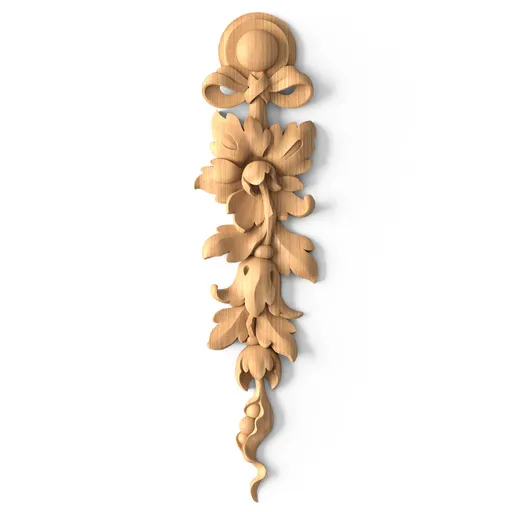 N-315L Left Wood Floral Pendant Onlay with Ribbon