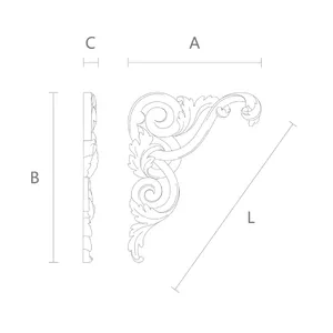small corner decorative floral acanthus scrolls wood onlay 