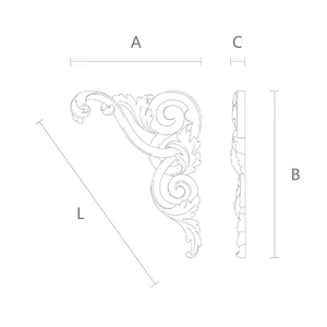 small corner carved leaf wood carving applique
