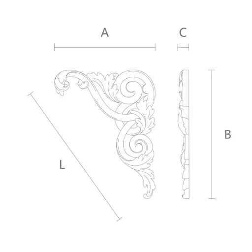 small corner carved leaf wood carving applique