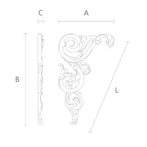 Left-Facing Delicate Scroll Wood Corner Applique  - 1 