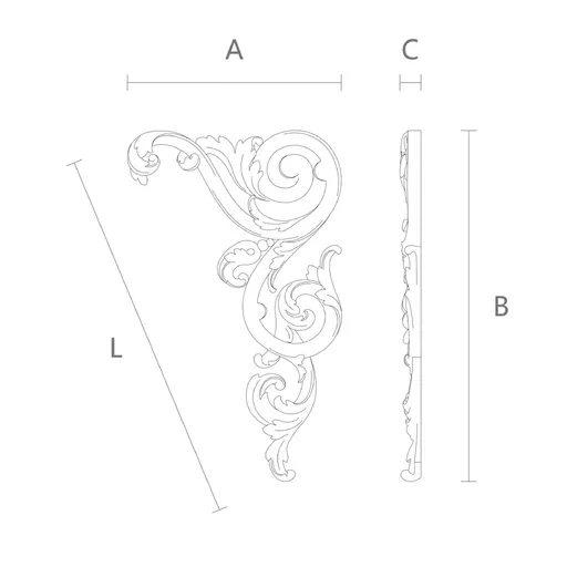 Scrollwork Wood Corner Onlay