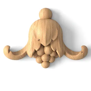 Carved Flower Bud Onlay, Ornate Wooden Applique