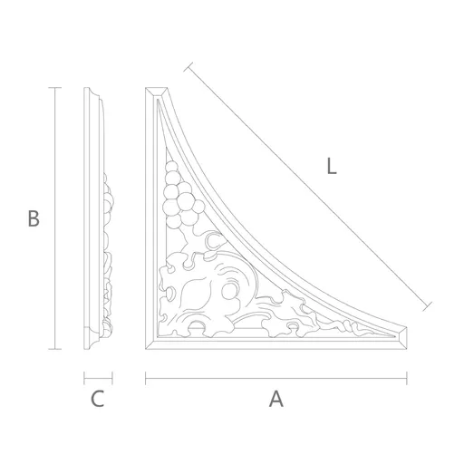 Classic Grapevine Corner Spandrel Onlay solid wood