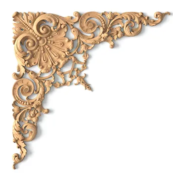 Ornate Wooden Corner Onlay with Beaded Scrolls Ornate Wooden Corner Onlay with Beaded Scrolls