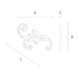 corner hand carved leaf wood carving applique 