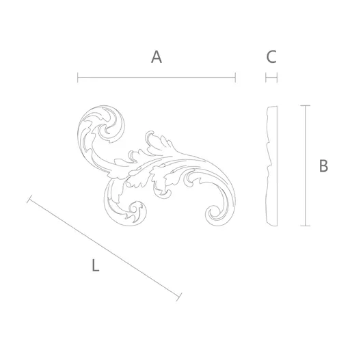 corner hand carved leaf wood carving applique 