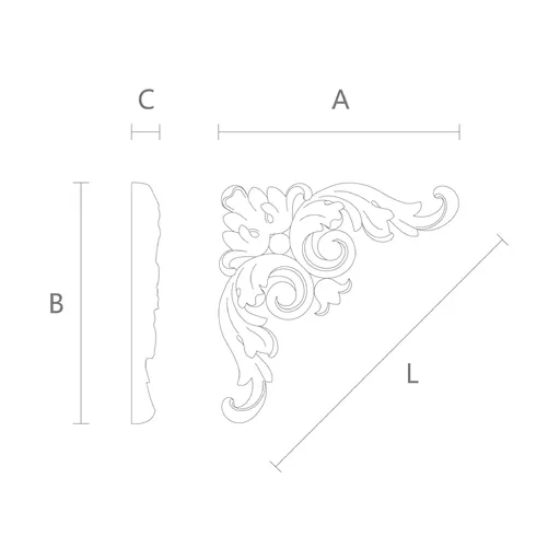 Acanthus Wood Corner Onlay 