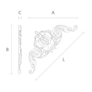 Medium Decorative Symmetrical oak Corner Applique