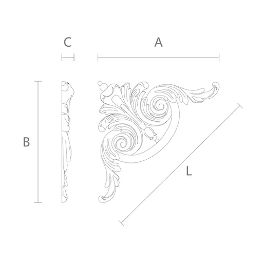 Wooden Corner Onlay with Acanthus Volutes