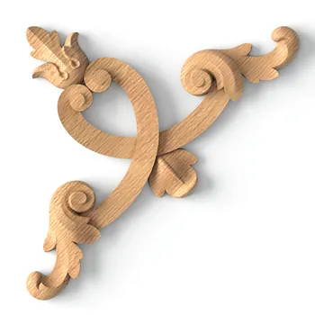 Crossed Scroll Acanthus Wood Corner Onlay