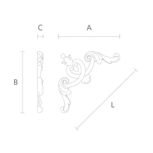 small Elegant Heart Scroll Wood Corner Onlay