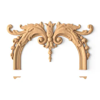 Wall panel moulding carved arched floral applique 