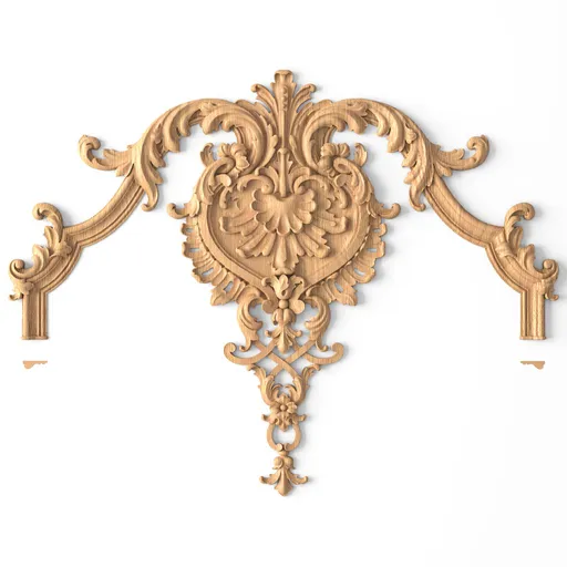 N-413 Floral applique wall panelling with shell and palmettes oak