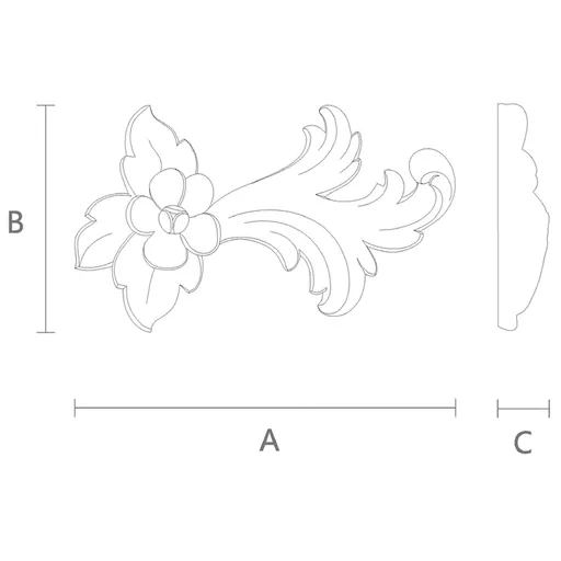 oak Scroll Onlay with Floral Motif