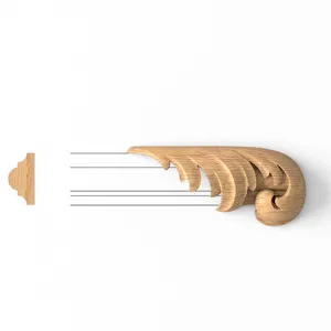Acanthus closed tip for decorative wall molding panels, right