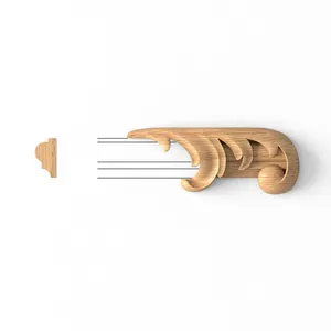 Antique wood miniature onlay for moulding, Right Classic-style hardwood scroll applique for moulding, Right