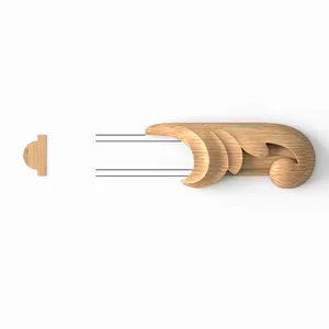 Solid wood acanthus applique for moulding, Right Vintage oak miniature onlay for moulding, Right
