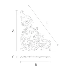N-440L Left Openwork Acanthus oak Corner Onlay