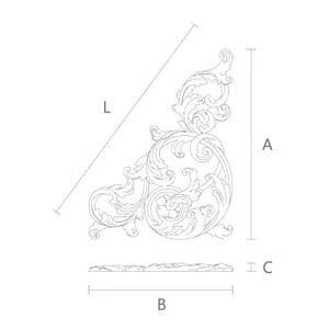 decorative Right-Facing Openwork Wood Corner Applique