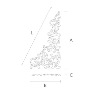 large corner artistic floral acanthus scrolls wood applique baroque style