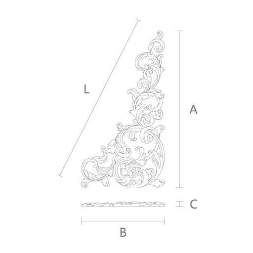 large corner artistic floral acanthus scrolls wood applique baroque style