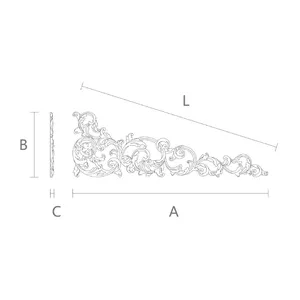 large Elongated Acanthus Scroll Wood Corner Onlay