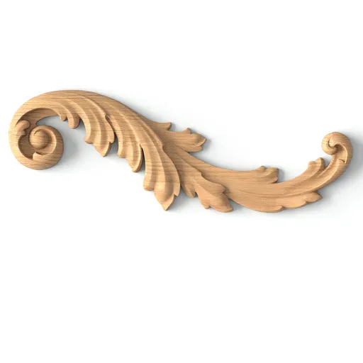 N-458R small corner hand carved leaf wood applique classical style